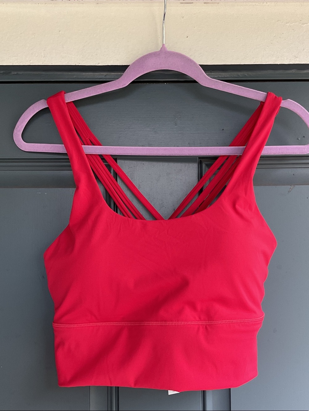 CRZ YOGA Red Strappy Crop Sports Bra, Size XL